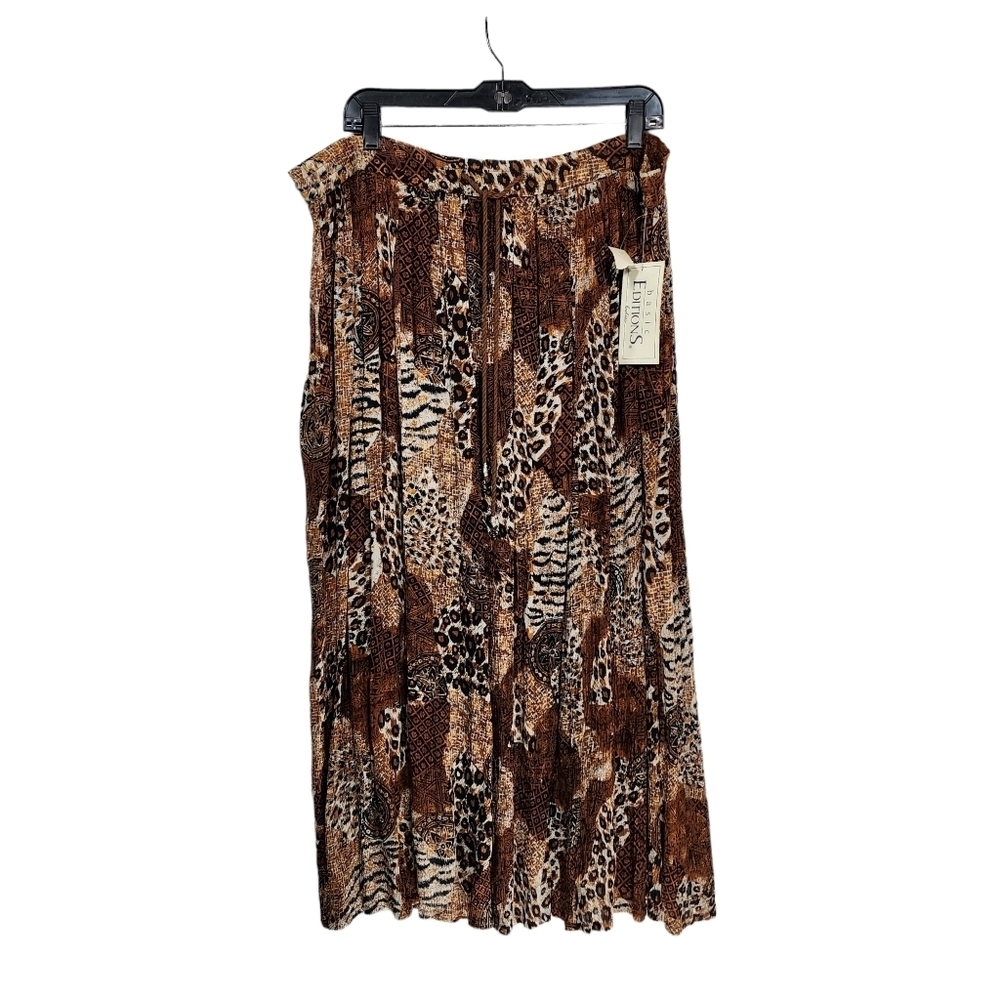 Basic Editions Women's Vintage Tiger And Lion Print Maxi Skirt -L